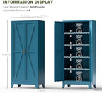 COFaR Home Farmhouse Storage Cabinet with Barn Door, Tall Kitchen Pantry Cupboard with Adjustable Shelves, for Dining Room, Bathroom, Living Room Blue. - Image 2