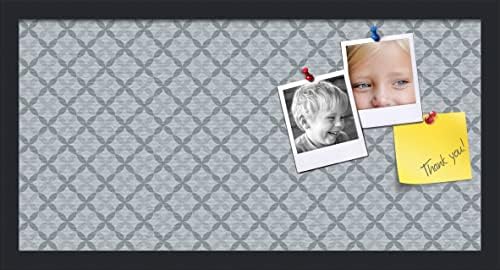PinPix 24x12 inch Cork Bulletin Board. This Decorative Framed Pin Board Comes with Diamond Pattern in Shades of Blue Design and Satin Black. Ideal for Home, Office Decor or School (PinPix-222) by PinPixBulletinBoards