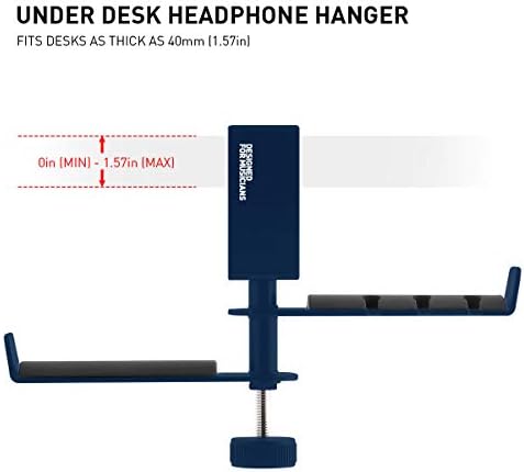 ADV. Dual Suspension Headphone Stand – Floating Headset Stand with 360° Rotating Arm, Adjustable Clamp for Desk/Table, Steel Metal Holder, 3.5mm Jack Mount, Universal Fit, [Blue] - Image 2