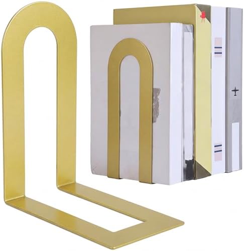 Chunful 18 Pcs Gold Metal BookEnds Shelves, 7.5 x 5.75 x 3.5 in by Chunful