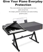 88 Keys Digital Piano Keyboard Cover, Waterproof Dustproof Oxford Fabric, Soft Plush Lining, Dual Zipper Design, 53×12 Inch, Black, Compatible with Yamaha/Kawai/Roland/Casio (Grey) - Image 3