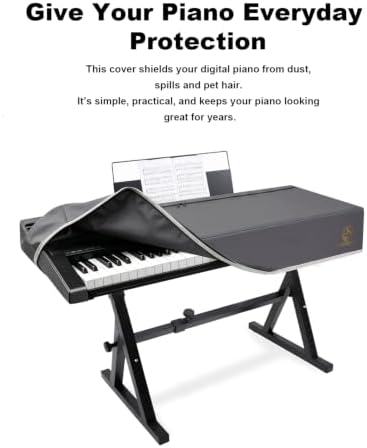 88 Keys Digital Piano Keyboard Cover, Waterproof Dustproof Oxford Fabric, Soft Plush Lining, Dual Zipper Design, 53×12 Inch, Black, Compatible with Yamaha/Kawai/Roland/Casio (Grey) - Image 3