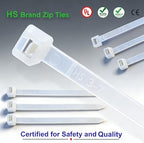 HS White Nylon Cable Ties 12 Inch Zip Ties (1000 Pack) 50 LBS Heavy Duty Clear Zip Ties 12in Plastic Ties Straps for Electrical,Christmas,Weding Fastening - Image 5