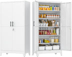 GAIOUS 79" Tall Metal Pantry Storage Cabinet with Lock, File Cabinet White by GAIOUS