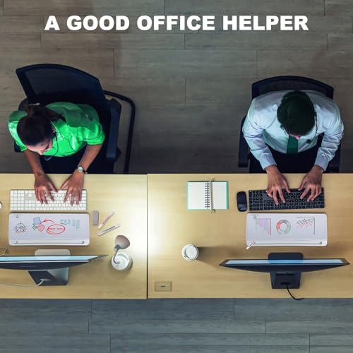 TSJ OFFICE Small Desktop Whiteboard -Glass Dry Erase Board Computer Keyboard Stand White Board Surface Pad with Drawer, Desk Organizers with Accessories for Office, Home, School Supplies - White - Image 6