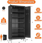 SUXXAN 71" Metal Garage Storage Cabinet with Wheels,Pegboard,Lock,5 Shelves - Image 3
