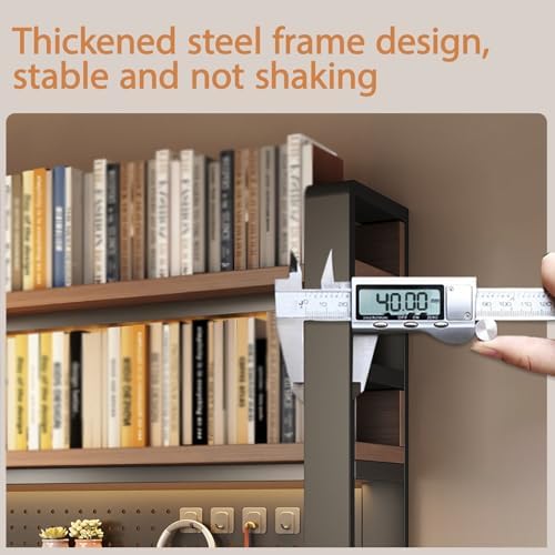Desk Shelf Organizer for Top of Desk – Desktop Bookshelf with Pegboard & Storage Accessories, Adjustable Hutch for Dorm or Office, Steel Frame Display Shelf, N Black frame + black board 45.3*9.8*26in - Image 6