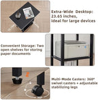 YUFAM 3 Tier Home Printer Stand with Storage, Black - Image 4