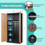 SISESOL Wide & Deep Metal Storage Cabinet with Hanging Rod,Broom Closet Storage Cabinet with Lock,72" Tall Wardrobe Cabinets with Doors and Shelves,Locking Steel Tool Cabinets for Home,Office,Garage - Image 3