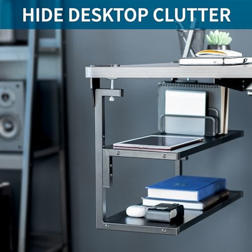 VIVO Black Clamp-on 24 inch 2-Tier Desk Shelf, STAND-SHELF24C - Image 6