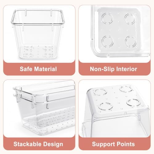 81 PCS Clear Plastic Drawer Organizer Set 4 Sizes Desk Divider Storage Bin - Image 3