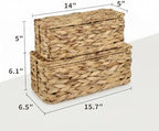 2 Pack Handwoven Cable Management Box with Lid, Decorative Cord Organizer for Power Strips, Chargers, TV Wires, Desk, Home & Office Storage, Natural Water Hyacinth - Image 2