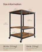 VASAGLE 3-Tier Printer Stand with Locking Wheels, Under Desk Printer Table - Image 3