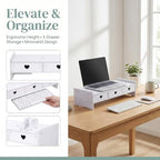 Computer Monitor Riser with Drawer Keyboard Storage Rack for Desk Organization Desk Shelf Organizer for Laptop 19.29 X 7.48 X 3.93 in White Wood-Composite - Image 6