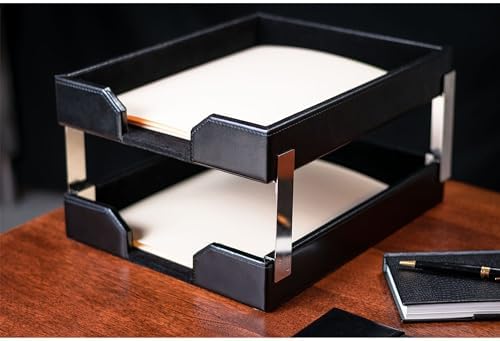 Dacasso Black Bonded Leather Luxury 9 Piece Desk Set - Blotter Pad & Desk Mat Organization Essentials - Executive Decor and Surface Protector - Image 2