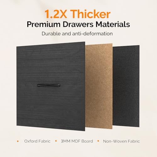 VINGLI Drawer File Cabinet Rolling Mobile Under Desk with Wheels, Fabric Drawers Printer Stand for Home Office, Fits Letter Size (Black, 4 Drawers) - Image 6