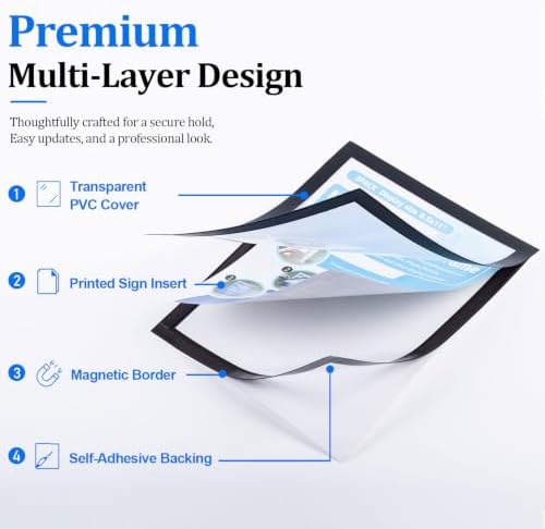 Self-Adhesive Magnetic Document Sign Holder 8.5X11'',Black,Pack of 10 - Image 3
