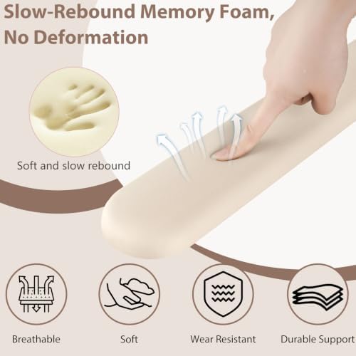 Sushret Mouse Pad and Keyboard Wrist Rest, 3-in-1 Gel Memory Foam Ergonomic Mouse Pad with Wrist Rest Set,Gaming Mousepad Arm Cushion Support for Computer Office Desk Accessories Cute Setup,Apricot - Image 4