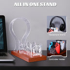 YuanDian Gamer Gifts for Teenage Boy, Can't Hear You I'm Gaming Headset and Controller Stand, Acrylic Wooden Controller Holder with Blue Pink LED Night Light, Desk Decor Gift - Image 6