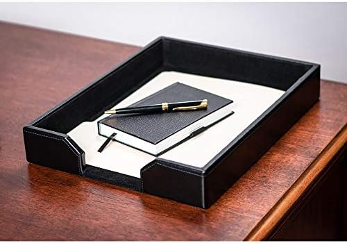 Dacasso Bonded Leather Desktop Tray Luxury Letter Holder & Paper Organizer for Desk, 13.5in x 10.5in x 2.13in, Black - Image 2