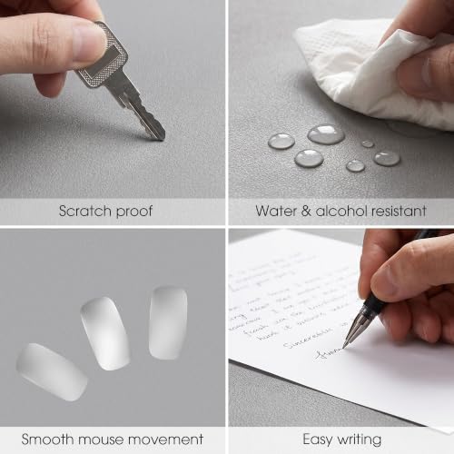 Fenge Desk Pad Mat for Home & Office, 31.5” x 15.7”, Light Grey - Image 3