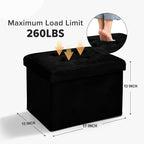 LINMAGCO Ottoman with Storage Small Foot Rest Stool Under Desk Stool Short Folding Footrest for Living Room Bedroom Home Office Dorm Dark 17x13x13in(Black) - Image 2