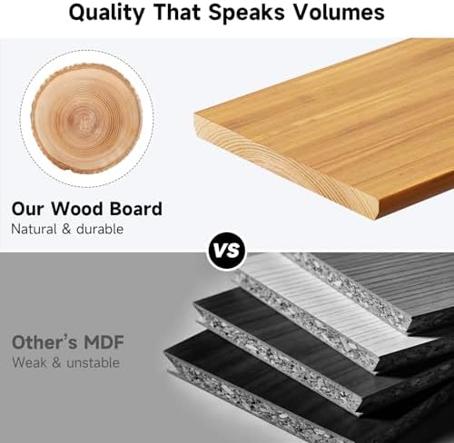 Monitor Stand Riser, 24 Inch Computer Monitor Stand for Desk, 2-Tier Wood Desk Shelf Organizer with Storage, Desktop Stand for Laptop/Screen/PC/Printer, Ergonomic Home Office Monitor Stand - Image 4