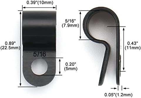 BAOMAIN 5/16-Inch R-Type Cable Clamps, 1000-Pack Black Nylon Wire Management Clips, UC-1.5 Screw-On Cord Fasteners for Home, Office, and Industrial Use - Image 2