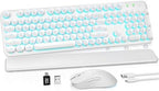 Wireless Keyboard and Mouse Combo, Magnetic Wrist Rest, Glowing White by SABLUTE
