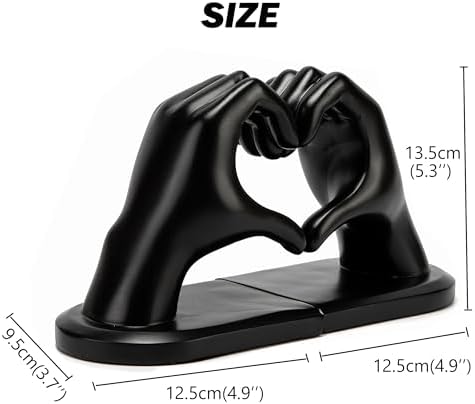 Decorative Bookends Solid Hearthands Sculpture Resin Book Ends, Black - Image 3