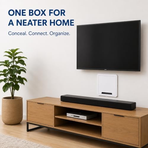9" in-Wall Media Box Recessed Outlet Box Cable Management – Structured Media Enclosure Compatible with Streaming Media Players – WiFi-Friendly TV Cable Organizer with Wall Installation - Image 5