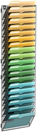 SUPEASY 20 Tier Wall File Organizer, Hanging Wall Mounted Mail Organizer with Label Slots, Metal Mesh File Holder Magazine Rack for Office, Home, School or Classroom, Black by SUPEASY