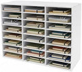 Mail Sorter Organizer, Literature Organizer, Student Mailbox Slot with Removable Shelves, for Desktop Bill Paper, for Classroom Office Home School (24 Compartments, White) by juckeyroot