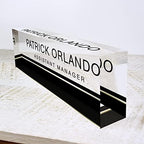 Artblox Office Desk Name Plate Personalized | Custom Name Plates for Desks on Acrylic Glass Decor | Office Desk Decor Nameplate | Desk Accessories | Black Stripe - (8" x 2.5") - Image 6
