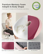 FLORICH Seat Cushion, Memory Foam Cushion for Office Chair, Ergonomic Office Seat Chair Cushion for Relieving Sciatica, Soft & Breathable Car Seat Cushion - Pink - Image 3