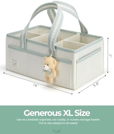 PeraBella XL Diaper Caddy Organizer With Handle, Baby Shower Gifts Basket Bag, Registry Search Must Haves Items, Newborn Girl Boy Nursery Storage Organizer, Baby Bag Essentials, Car Diaper Caddy Cart - Image 5