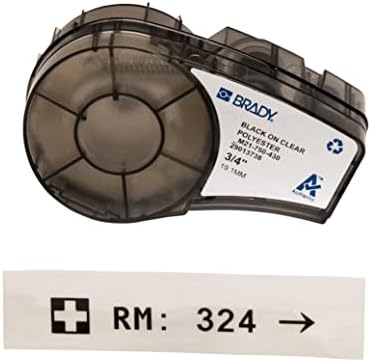 Brady Authentic (M21-750-430) Harsh Environment Polyester Label for Lab, Asset Tracking and Datacom Labeling, Black on Clear- For M210, M210-LAB, M211, BMP21-PLUS and BMP21-LAB Printers, .75" W 21' L by BradyCorp