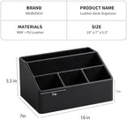PU Leather Desk Organizer, Remote Control Holder, Black - Image 4