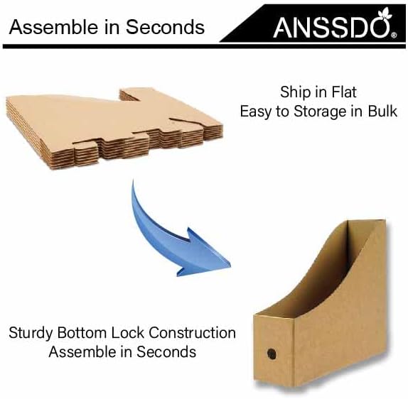 ANSSDO 24 Pack Brown Kraft Cardboard Magazine Holder Bulk - Image 5