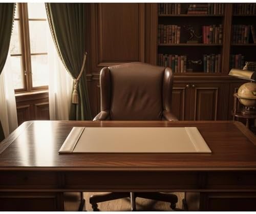 Dacasso Bonded Pad with Side Rails Luxury Leather Desk Blotter for Writing, 30 x 18 (White Latte) - Image 3