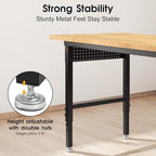 60” Heavy Duty Workbench, 2000 LBS Load Capacity Rubber Wood Work Table with Power Outlets, Pegboard, Work Bench for Garage, Office, Home, Workshop, Commercial - Image 5