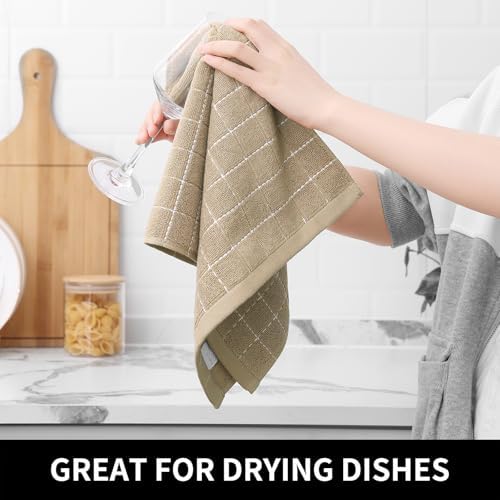 Homaxy Cotton Terry Kitchen Towels and Dishcloths Set of 16, Tan - Image 5