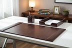 Dacasso Brown Bonded Leather Luxury 3 Piece Desk Set - Blotter Pad & Desk Organization Essentials - Executive Decor and Surface Protector - Image 4