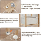 YUFAM 3 Tier Home Printer Stand with Storage, Natural - Image 4