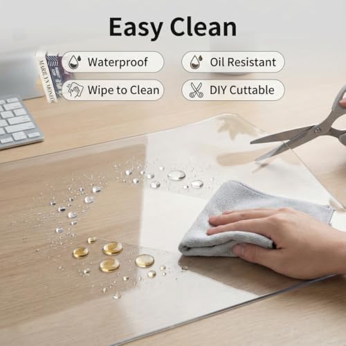 22x32 Inch Large Clear Writing Desk Pad, Waterproof PVC Soft Table Cover Protector, Transparent Plastic Blotter Mat for Laptop Accessories Organizer 2.5 mm - Image 4