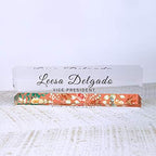 Artblox Office Desk Name Plate Personalized | Custom Name Plates for Desks | Flower Stripe Design On Clear Acrylic Glass | Office Desk Decor - (8" x 2.5") - Image 2