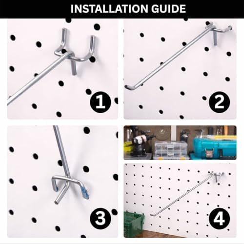 Pack of 200 Heavy Duty Pegboard Hooks – 4 Inches Metal Peg Board Shelving Hook – Chrome Pegboard Display Hooks for Garage Storage & Retail Store Fixtures - Image 5