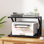 aboxoo Desktop Printer Stand with 2 Tier Wood Storage Shelves,Under Desk Printer Table,Multi-Purpose Home Office Desk Organizer for Fax Machine, Scanner (Black) - Image 2