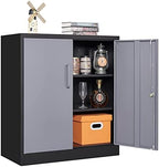 Letaya Metal Storage Cabinets with Lock Door and Shelves, Steel Garage Tool Cabinets for Home,Office, Warehouse,Lockers (36“-Black&Gray) by LetayaMetalCabinets