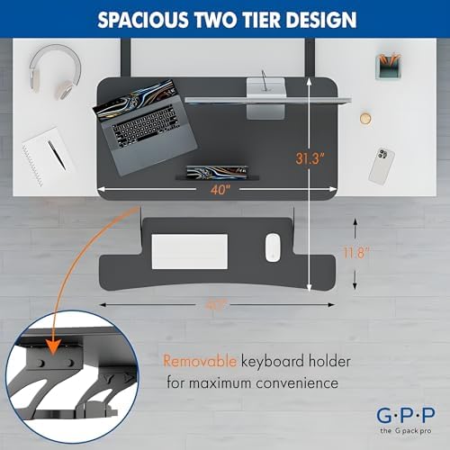 40 Inch Standing Desk Converter, Adjustable Height - Image 7